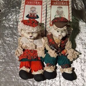 Festive Christmas Bear Dolls in Red and Green